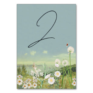 Numéro De Table Mariage Paysage de montagne Fleur sauvage aquarell