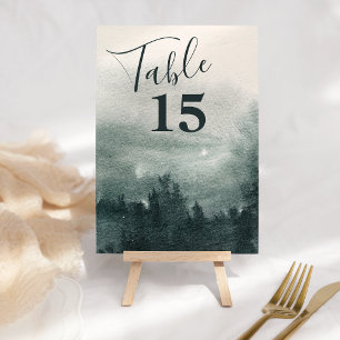 Numéro De Table Mariage paysager de la forêt d'aquarelles Abstrait