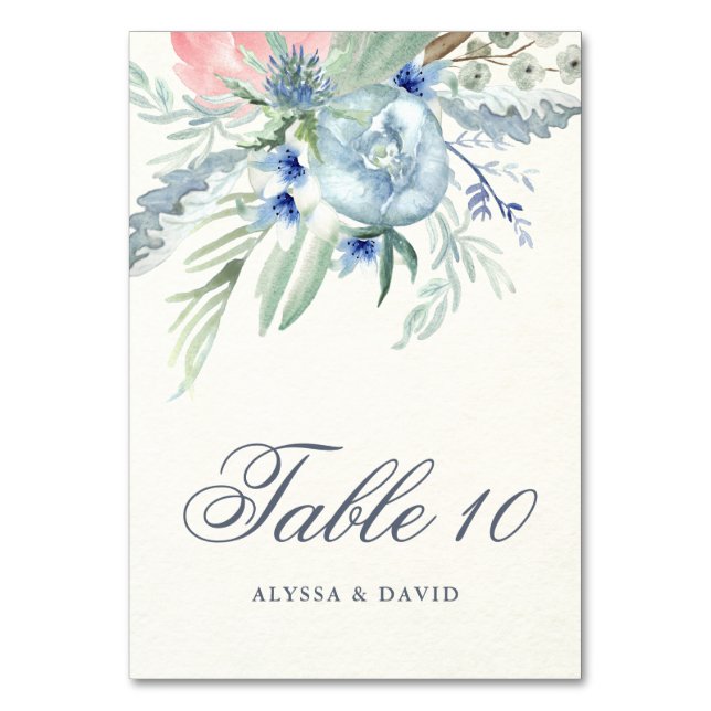 Numéro De Table Mariage Peonies bleues et roses (Par défaut)