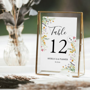 Numéro De Table Mariage personnalisé fleur sauvage