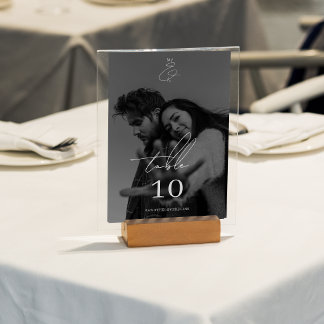 Numéro De Table Mariage photo avec écriture manuscrite moderne et 