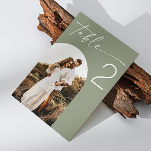 Numéro De Table Mariage photo en arche minimaliste élégant vert Sa