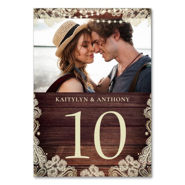 Numéro De Table Mariage photo en dentelle d'ivoire en bois Numéro  (Par défaut)