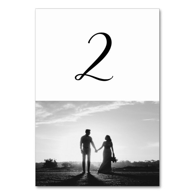Numéro De Table Mariage photo en noir et blanc Numéro de tableau (Par défaut)