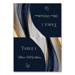 Numéro De Table Mariage Placer les cartes-Vegan Icon-Bleu Blanc Or