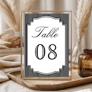Numéro De Table Mariage rayé noir et blanc