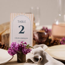 Mariage rayé pêche et crème 