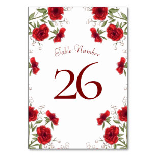 Numéro De Table Mariage Romantique Rose Rouge