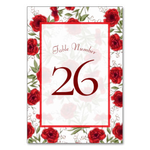 Numéro De Table Mariage Romantique Rose Rouge
