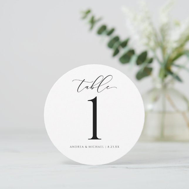 Numéro de table mariage ronde - Script de luxe (Debout devant)