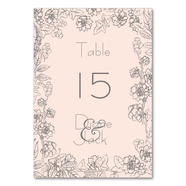 Numéro De Table Mariage rose et gris (Par défaut)