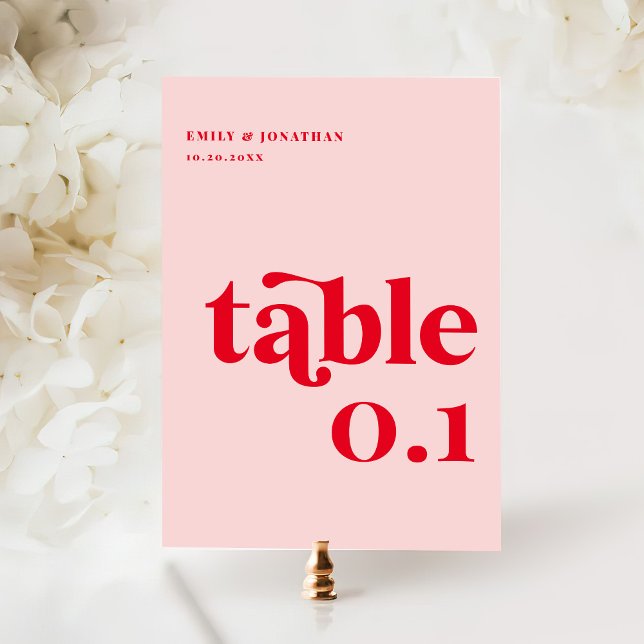 Numéro De Table Mariage rose et rouge (Créateur téléchargé)