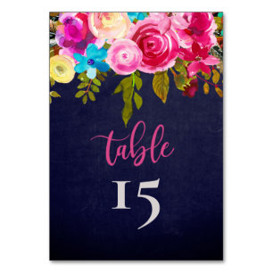 Numéro De Table Mariage rose floral Numéros de tableau double face