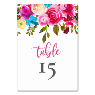 Numéro De Table Mariage rose floral Numéros de tableau double face