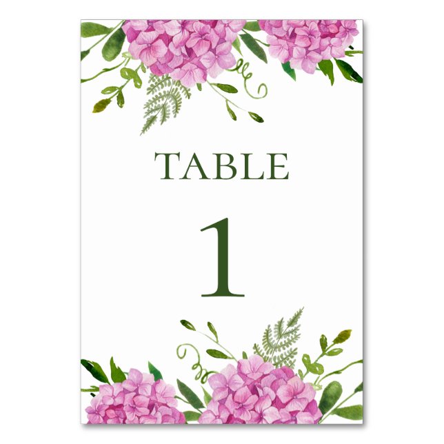 Numéro De Table Mariage rose Hydrangea (Par défaut)