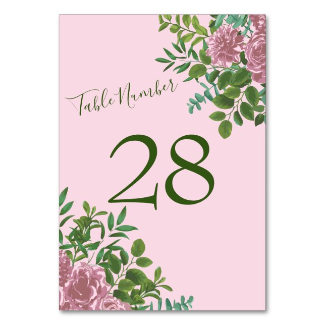 Numéro De Table Mariage rose Vintage (Dos)