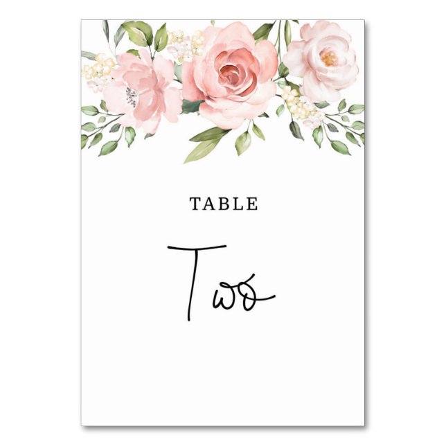 Numéro De Table Mariage roses blush floral (Par défaut)