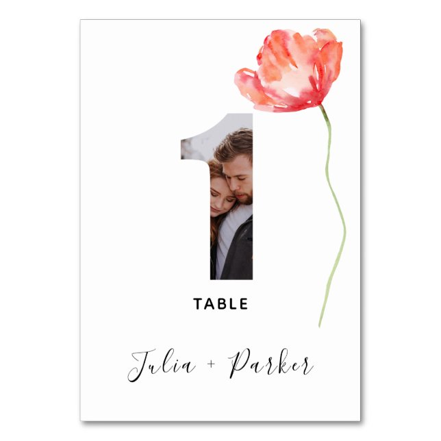 Numéro De Table Mariage rouge de Poppy moderne (Par défaut)