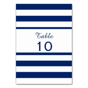 Numéro De Table Mariage Royal Bleu rayé