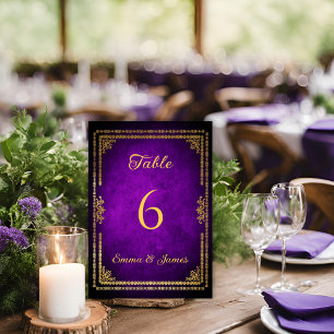 Numéro De Table Mariage Royal Purple et Gold de luxe