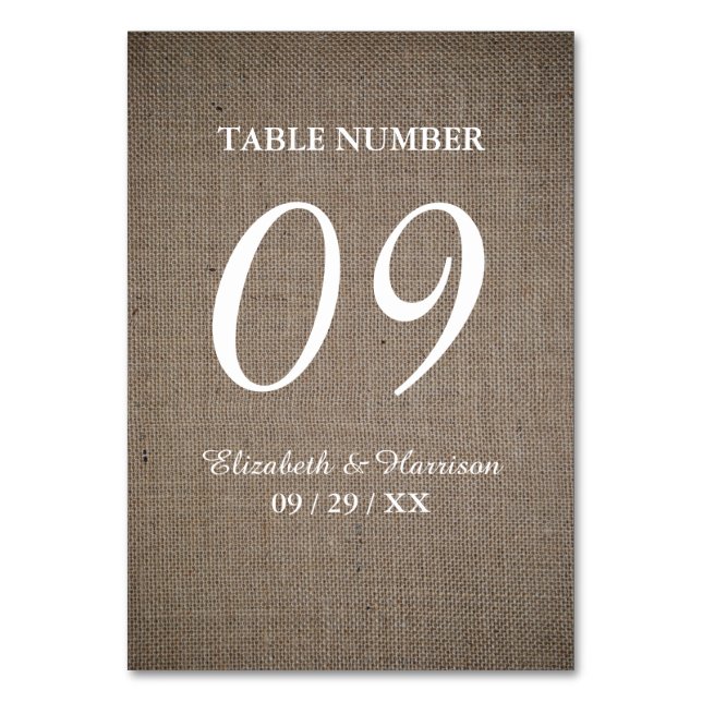 Numéro De Table Mariage Rustique Burlap (Par défaut)