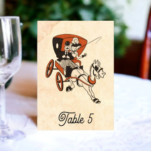 Numéro De Table Mariage rustique de bande dessinée vintage rétro