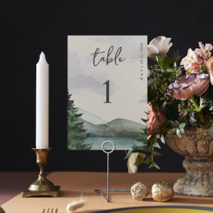 Numéro De Table Mariage Rustique Mountain & Lake Evergreen