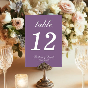 Numéro De Table Mariage simple élégant calligraphie violet poussié