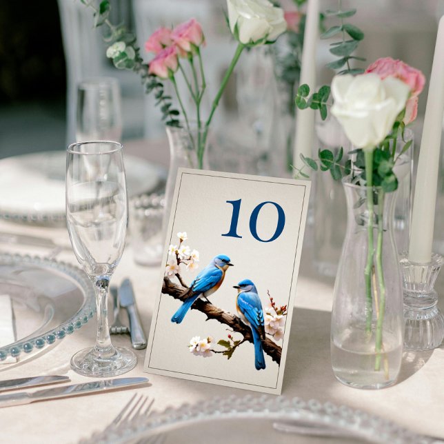 Numéro De Table Mariage Spring Bluebirds (Spring Bluebirds Wedding Table Number)