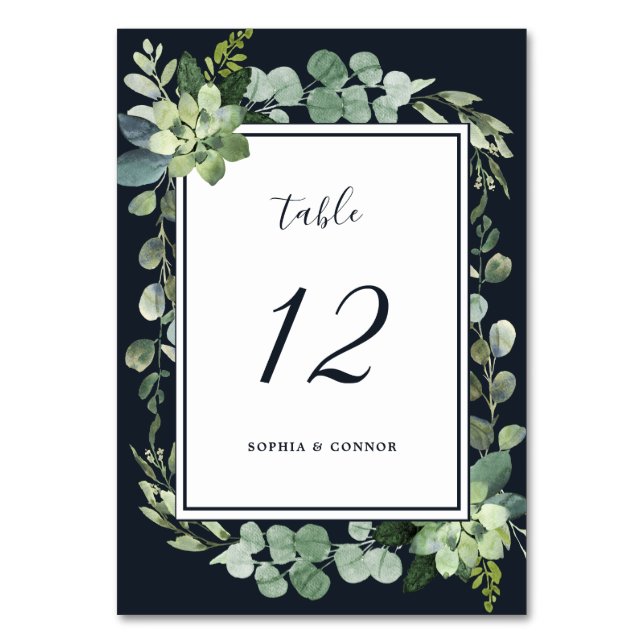 Numéro De Table Mariage Succulent bleu marine de minuit (Par défaut)
