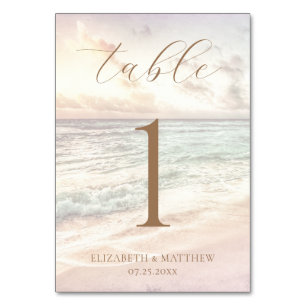 Numéro De Table Mariage sur la plage au coucher du soleil