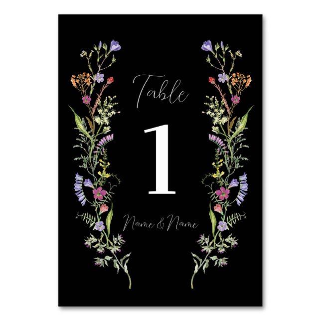 Numéro De Table Mariage Table Fleurs sauvages Floral Ditsy Dark (Par défaut)