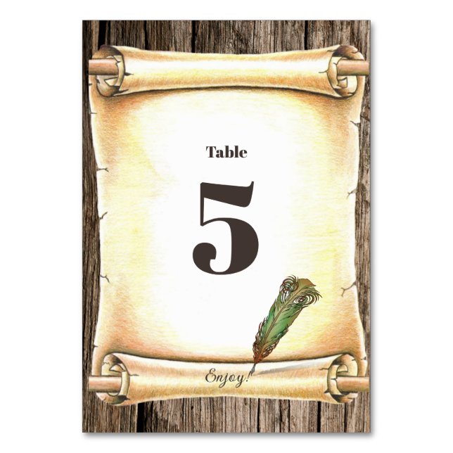 Numéro De Table Mariage unique de défilement et de plume (Par défaut)