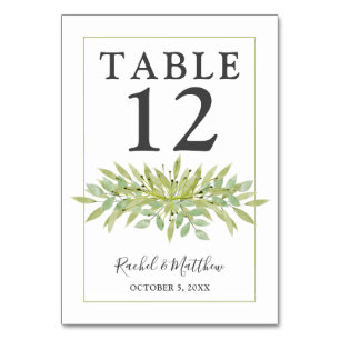 Numéro De Table Mariage verdoyant