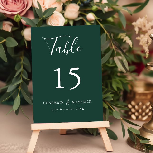 Numéro De Table Mariage vert émeraude simple (Créateur téléchargé)