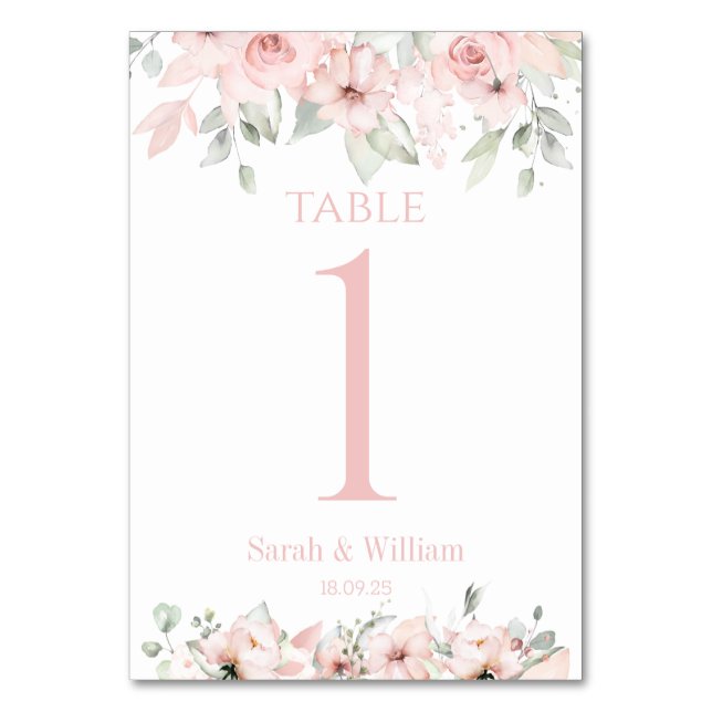 Numéro De Table Mariage vert Eucalyptus Pony Rose Bleu (Par défaut)