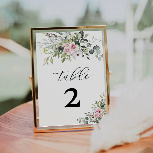 Numéro De Table Mariage vert rose pâle Numéros de tableau (Créateur téléchargé)