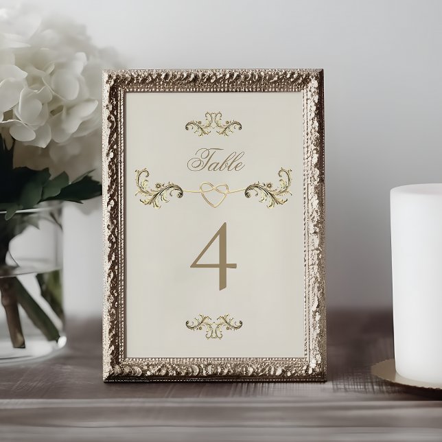 Numéro De Table Mariage vintage baroque or (Créateur téléchargé)