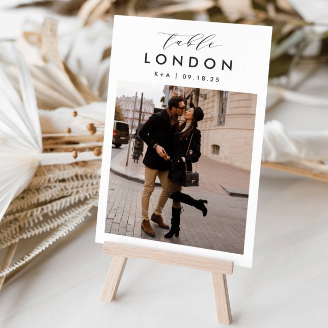 Numéro De Table Mariage Voyage Destination Photo & Nom (3.5x5" travel photo table numbers)
