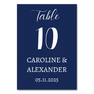 Numéro De Table Marine Bleu Élégant Moderne Simple Mariage