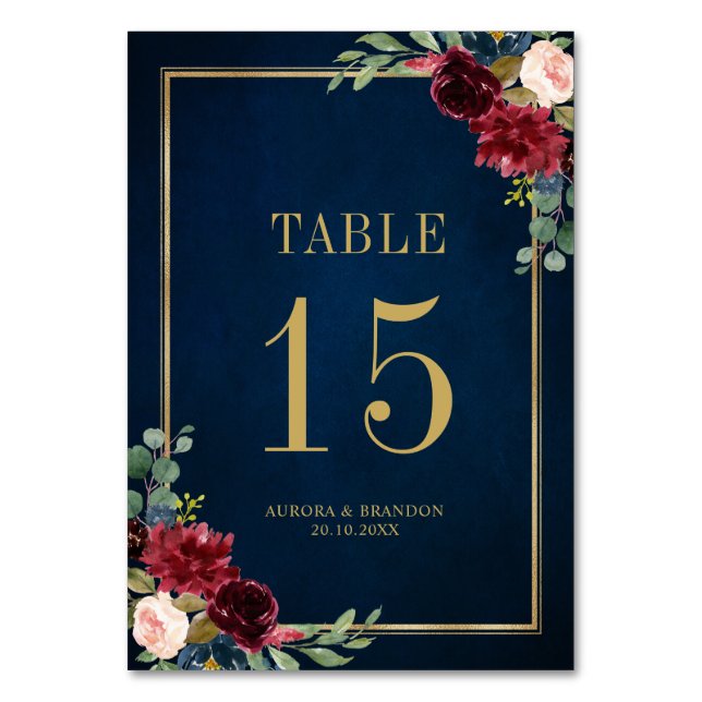 Numéro De Table Marine Bleu rose rose rose Botanique Numéro de tab (Par défaut)