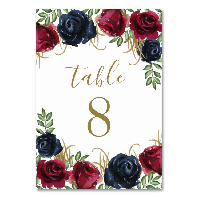 Numéro De Table Marine Bleue Bourgogne Mariage Numéro de tableau C (Par défaut)
