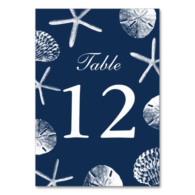 Numéro De Table Marine Blue Beach Thème Coquillages Numéros de tab (Par défaut)