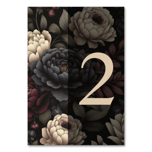 Numéro De Table Marine Blue & Burgundy Moody Floral Tableau 2 (Par défaut)