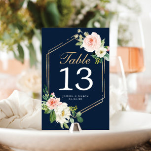 Numéro De Table Marine Blue Gold Mariage Numéros de tableau double