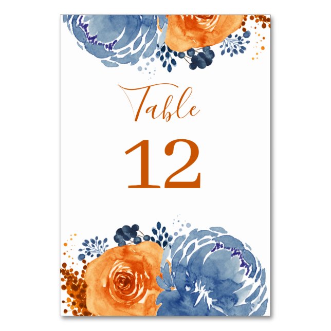 Numéro De Table Marine Blue Orange Boho Floral Terracotta (Par défaut)