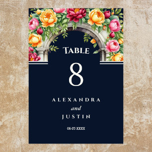 Numéro De Table Marine Cream Méditerranée Floral Arch Mariage