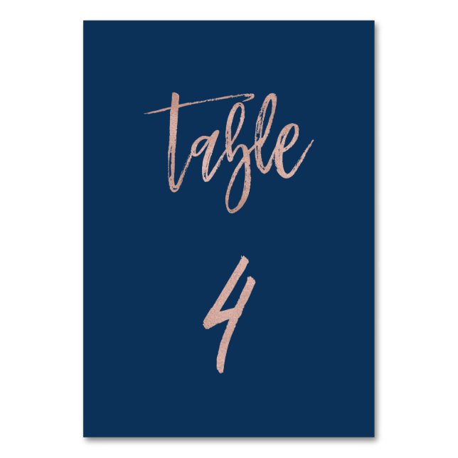 Numéro De Table Marine et Rose Gold Glam Chic Mariage Tableau Numé (Par défaut)