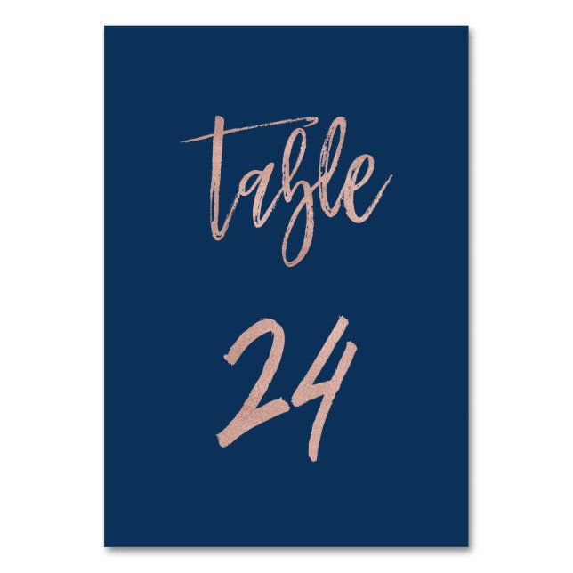 Numéro De Table Marine & Rose Gold Glam Chic Mariage Numéro de tab (Par défaut)