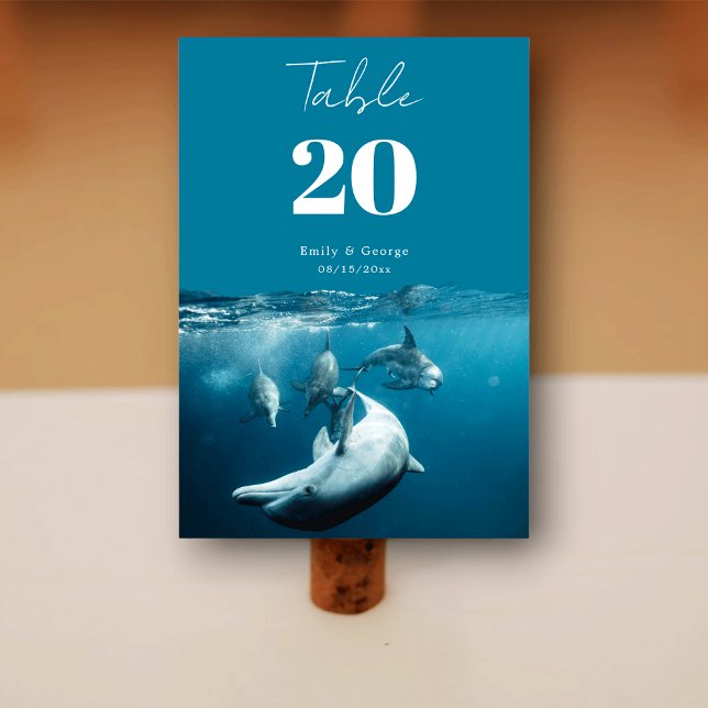 Numéro De Table Marine Sous-marin Jouer Dolphins Sea Beach Mariage (Créateur téléchargé)
